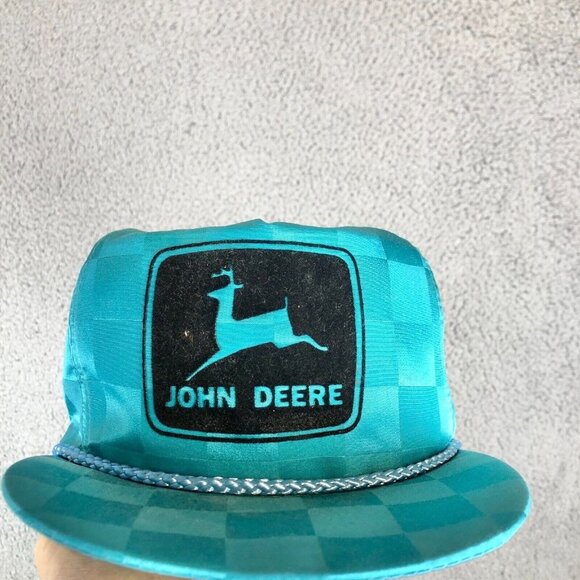 John Deere Other - Vintage JOHN DEERE Strap Hat Cap Rare 80s Retro Style San Sun Checkered Squares